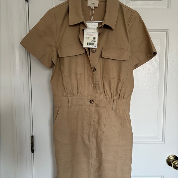 Sézane NWT Oanelle Dress, Light Beige, FR38/US6 - Picture 3 of 6
